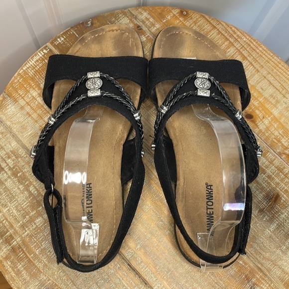 Minnetonka Silvie Slingback Sandals Black Size 10 - Picture 8 of 10